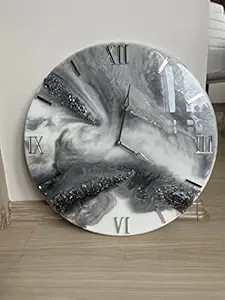 Resin Art Clock | Customized Resin Clock | Grey Theme