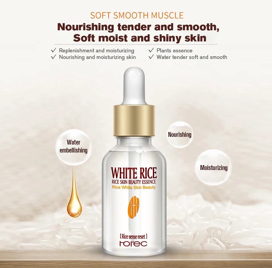 [GIFT] White Rice Whitening Serum Face Moisturizing Cream, Beauty Skin Care Treatment Anti Aging Face Serum