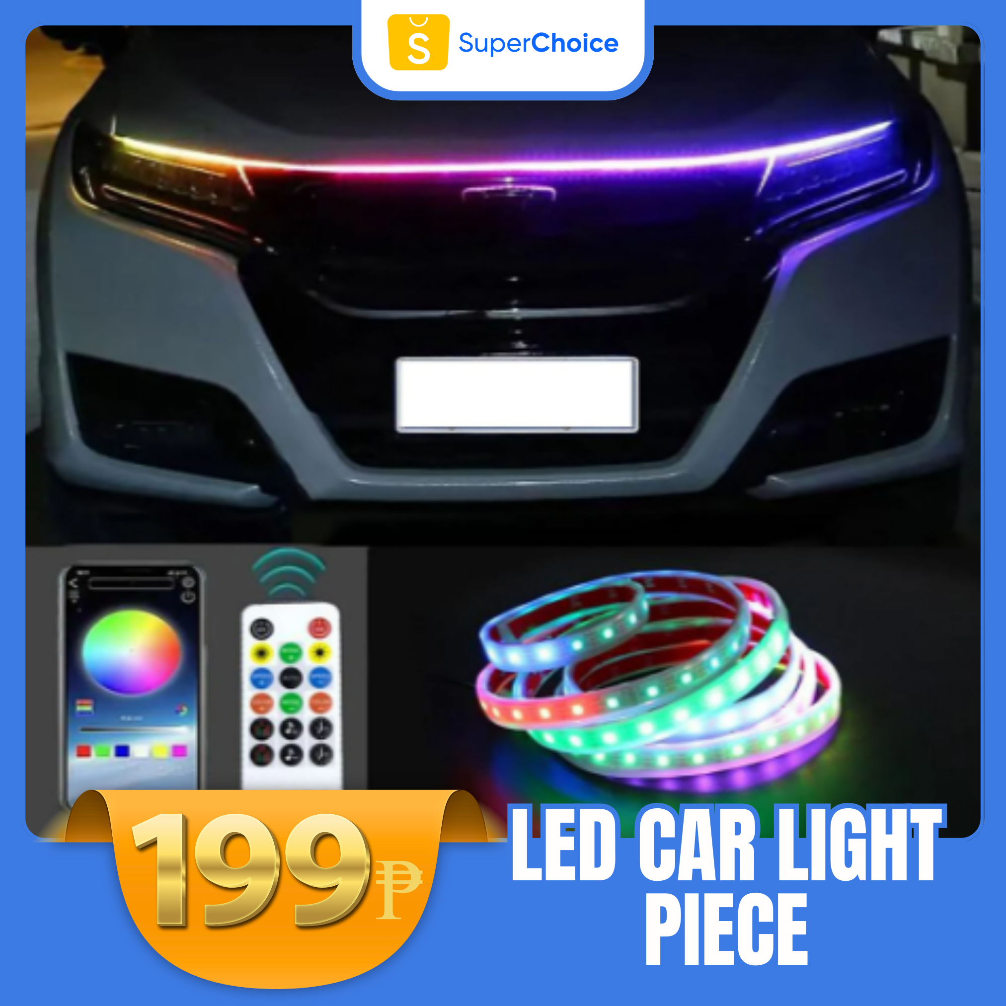 Car Accesorries The Front Cover Of Auto Parts Is Decorated With LED Magic Lights Turn Signal Bar Modification