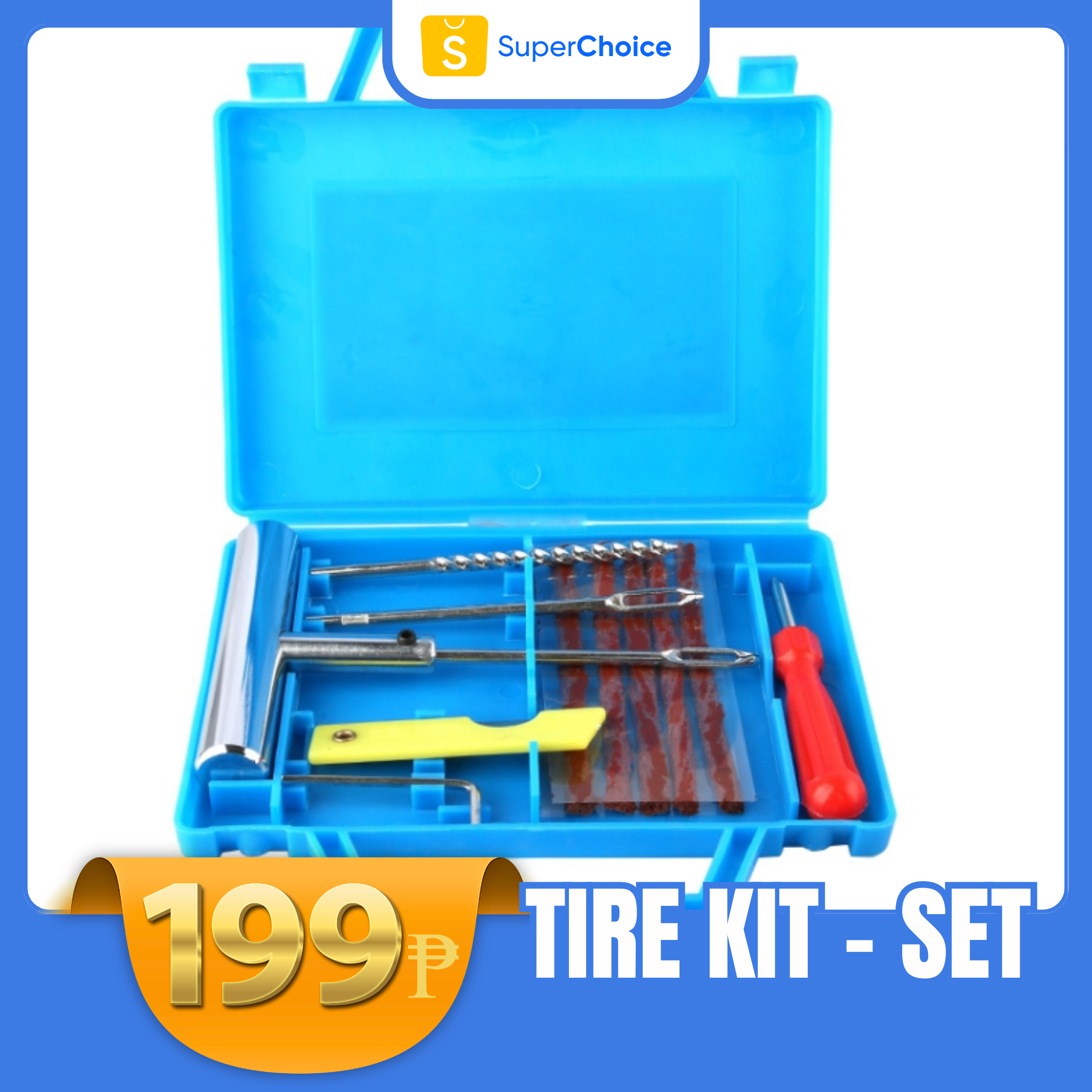 Tire Repair Kit, 12pcs Vacuum Tire Repair Kit, Tire Patch Kit, Suitable for Motorcycles, Tractors, Bicycles, Tire Repair Tools