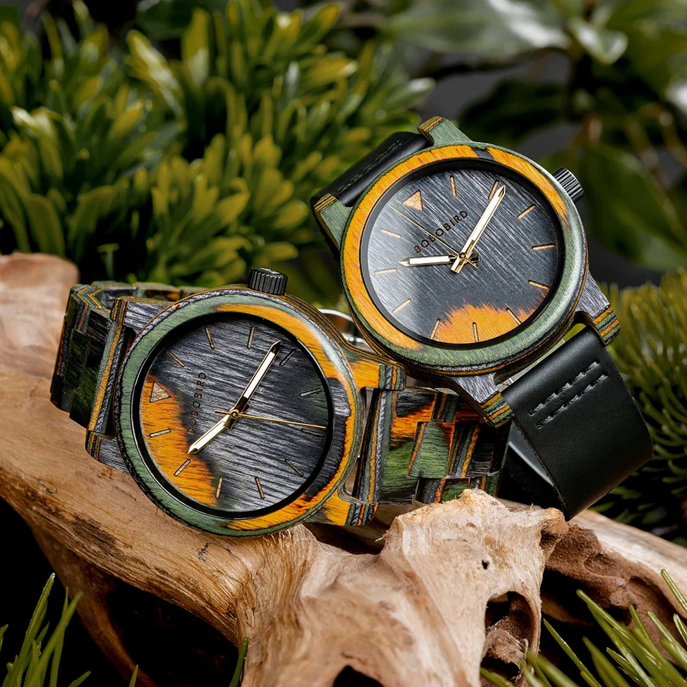 BOBO BIRD Wooden Echo Personalized Watch - Customizable & Unique Design For Men.