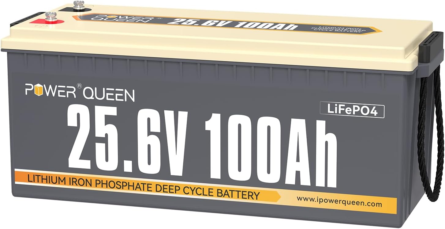 Batterie LiFePO4 24V 100Ah de Power Queen, BMS 100A Intégré