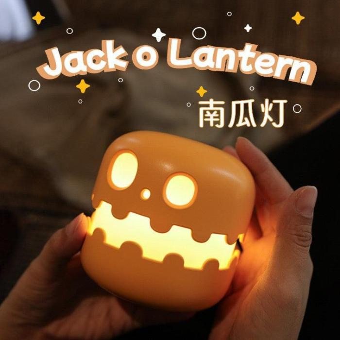 Jack-o'-lantern Halloween Pumpkin Head Night Light Decoration Atmosphere Pumpkin Night Light Rechargeable Funky Dorm Light Bedside Night Light