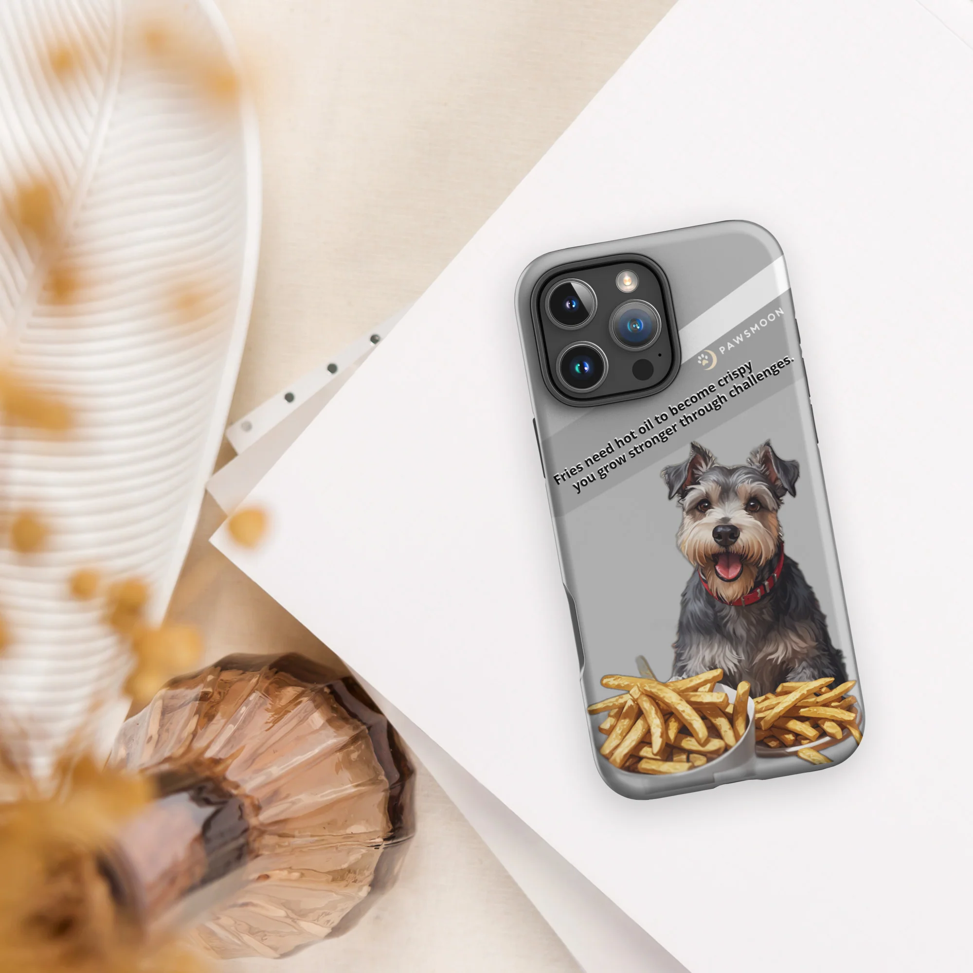 Snack-Loving Schnauzer Phone Case