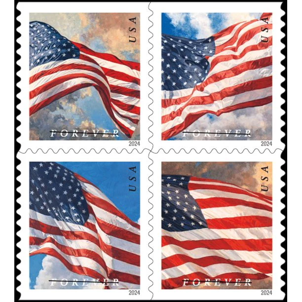 Flag 2024 Forever Postage Stamp US First Class Red Patriotic Country America Stripes Stars Old Glory USA 100pcs