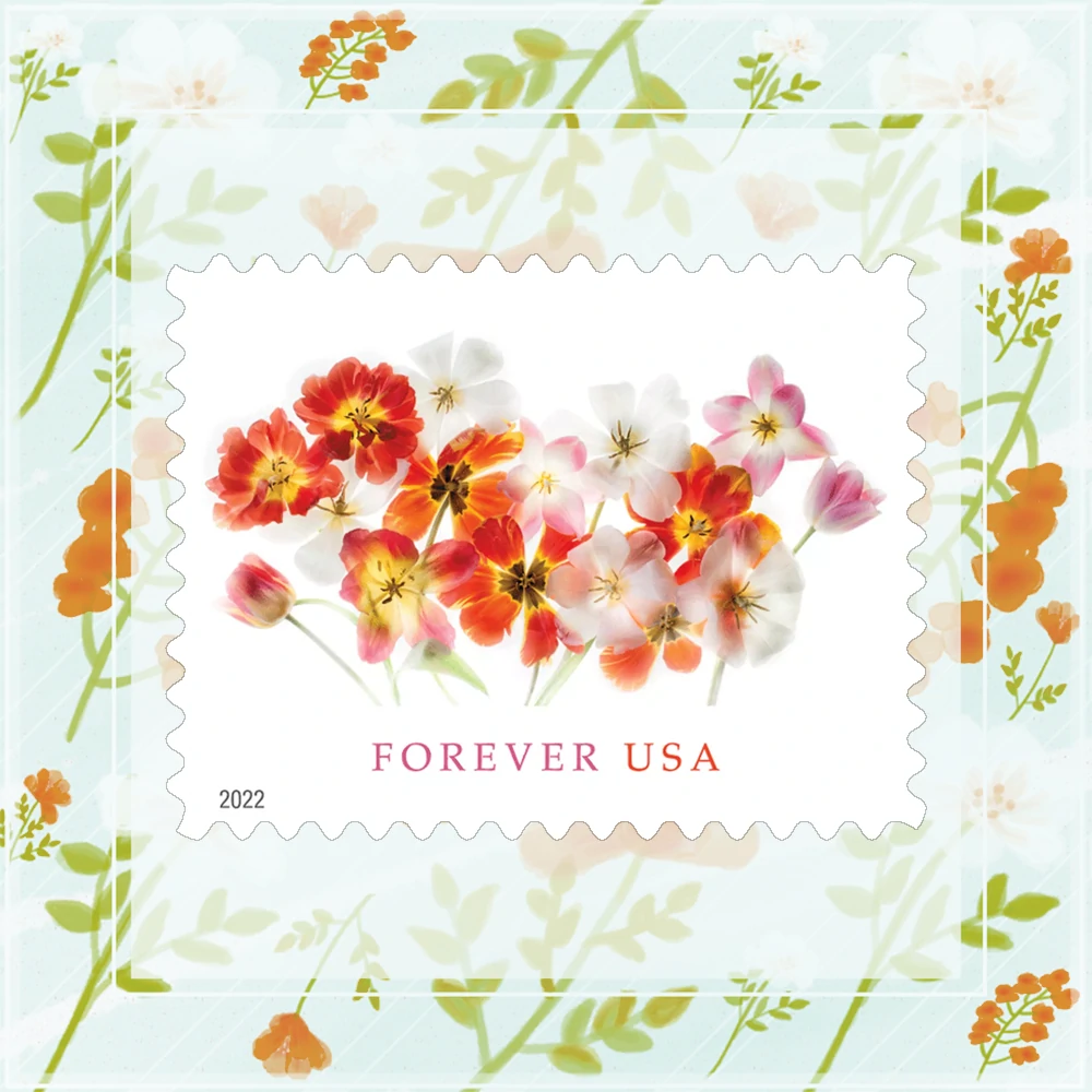 2022 - Flower tulip garden  love  postage stamps