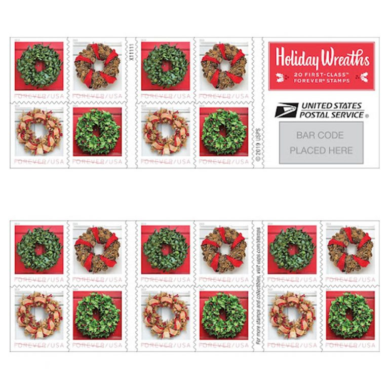 Holiday Wreaths Stamp Postage Stamps Christmas (5 Sheet 100pcs)