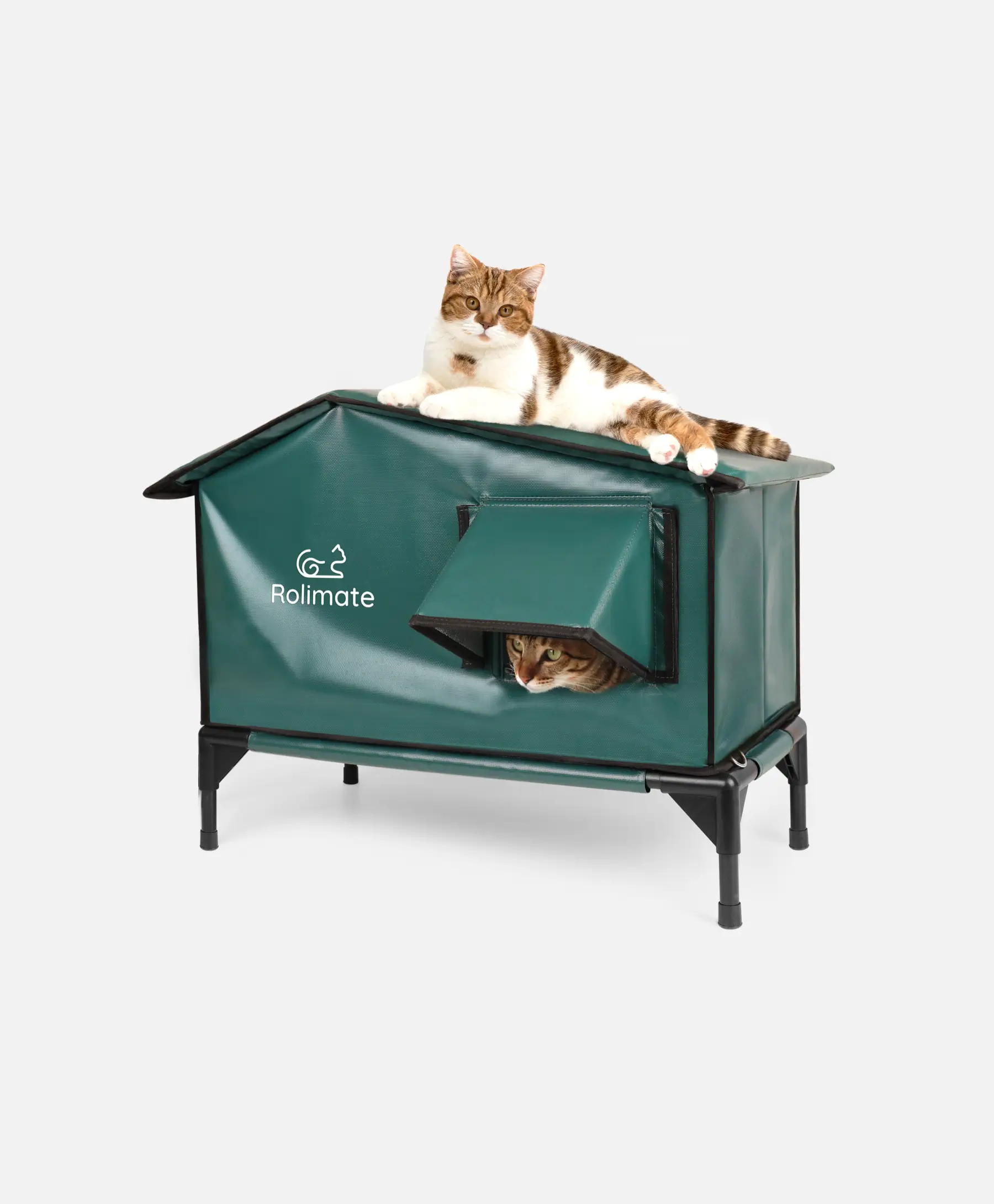 Rolimate Heated Outdoor Cat House - Dual Door Shelter for Stray and Outdoor Cats