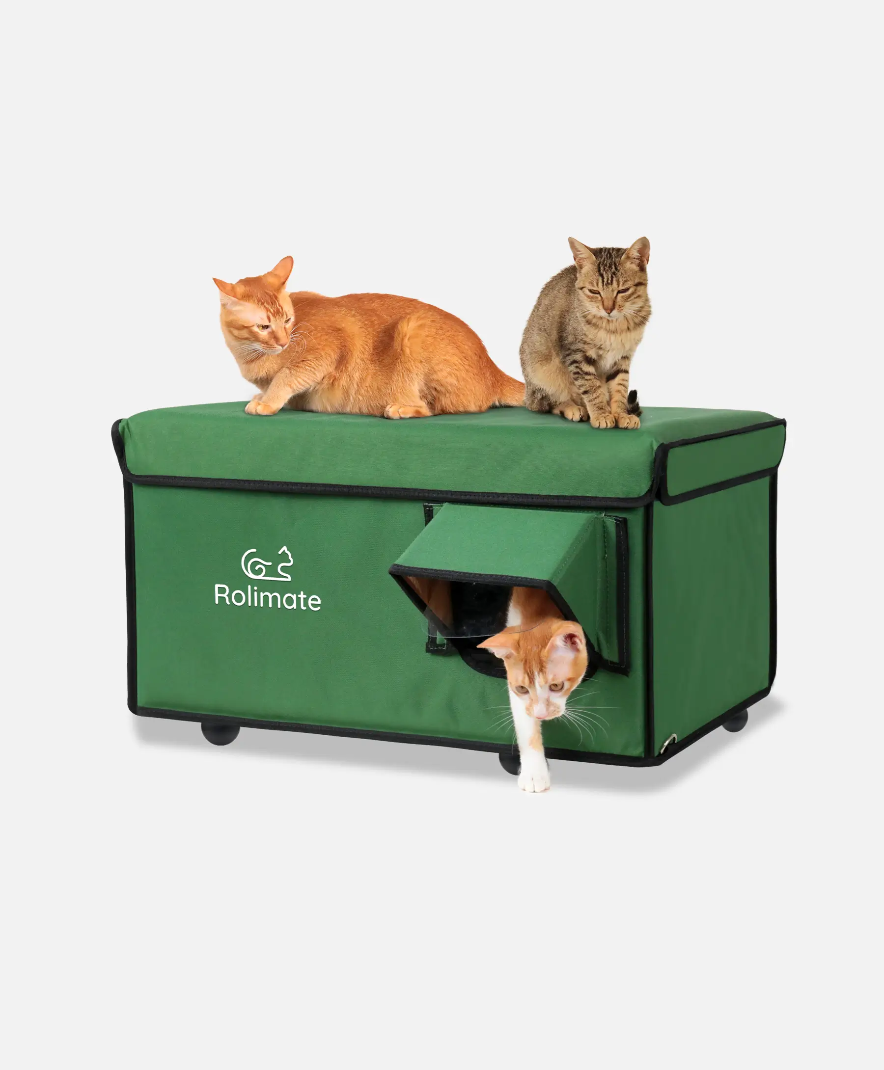 Rolimate Portable Heated Cat House - Green Outdoor Shelter with Heating Pad