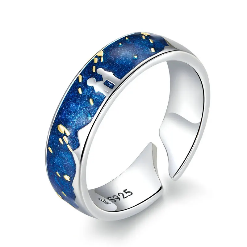 Blue Starry Sky Open Finger Ring