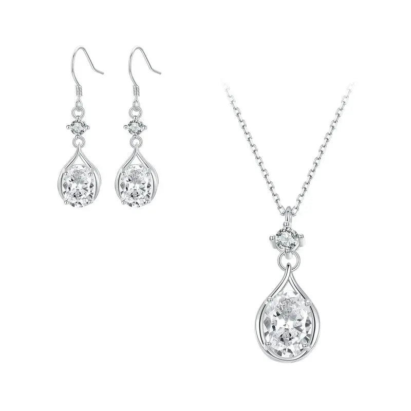 Teardrop Round Cut Dainty Jewelry Set