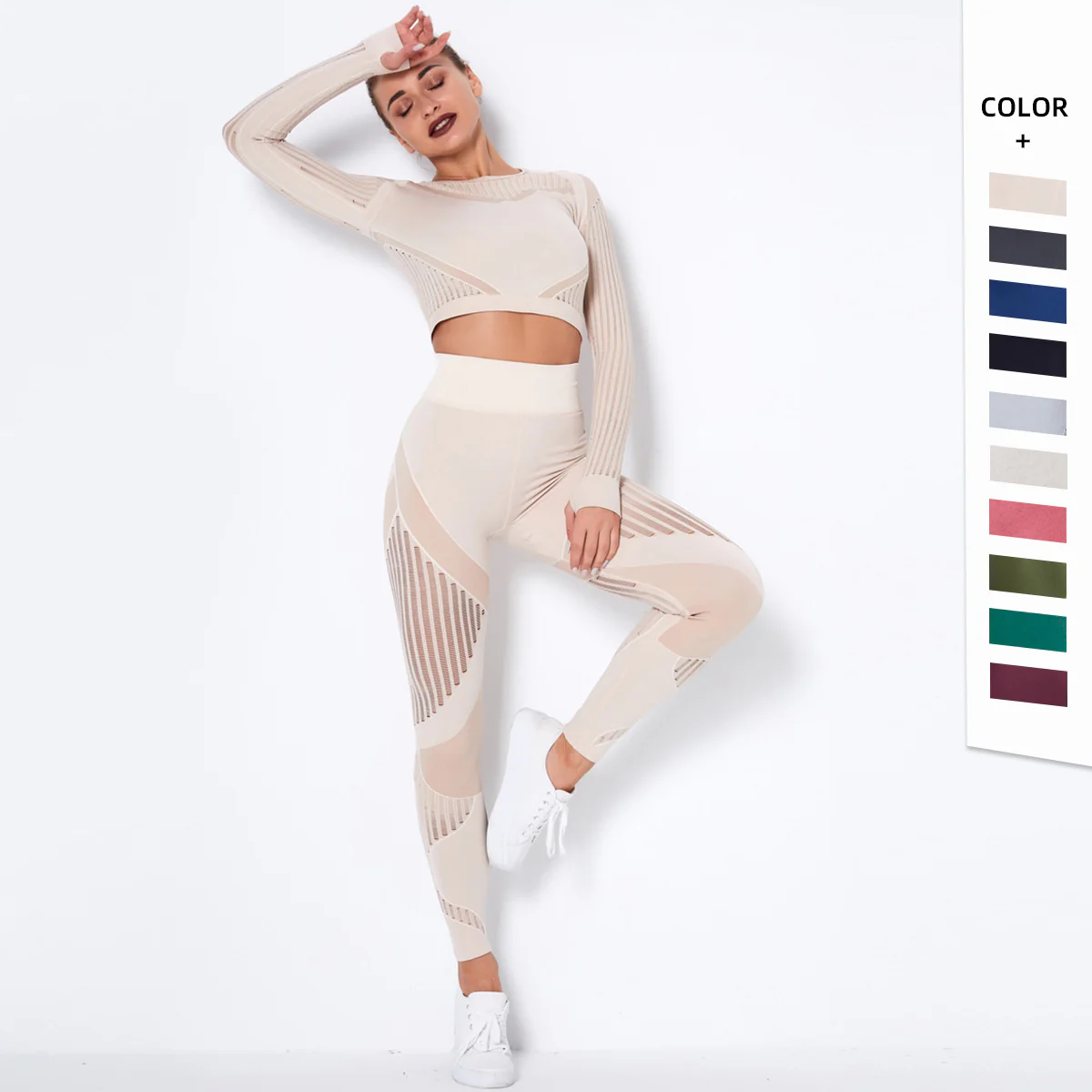 Seamless Knitted Yoga Long-Sleeved Suit