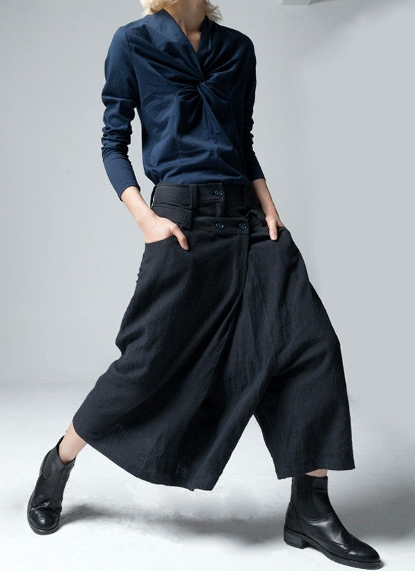 Original Design Wide Leg Culottes Women Casual Pants