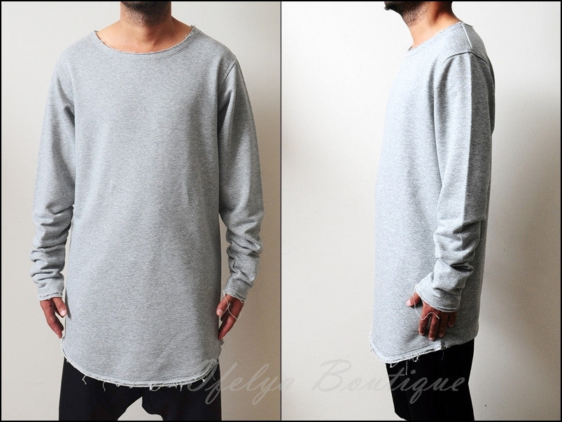 Men's Streetwear Long Sleeve Essentials Wide Neck Jersey Pullover