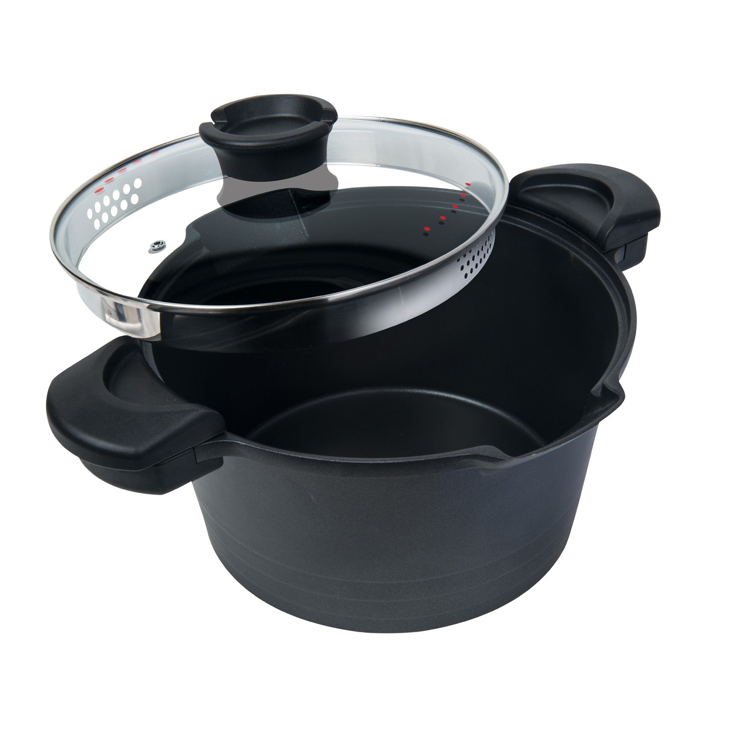 MASTERPAN Nonstick Stock & Pasta Pot With Glass Lid Strainer, 5 QT., 9" (23cm)