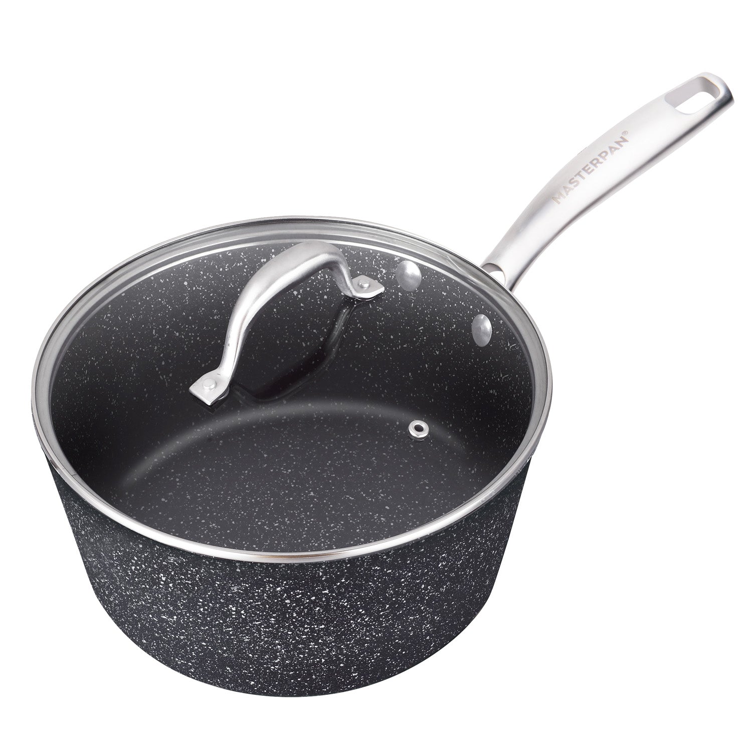 MASTERPAN Nonstick Granite Look Sauce Pan With Glass Lid, 2 Qt.  7" (28cm)