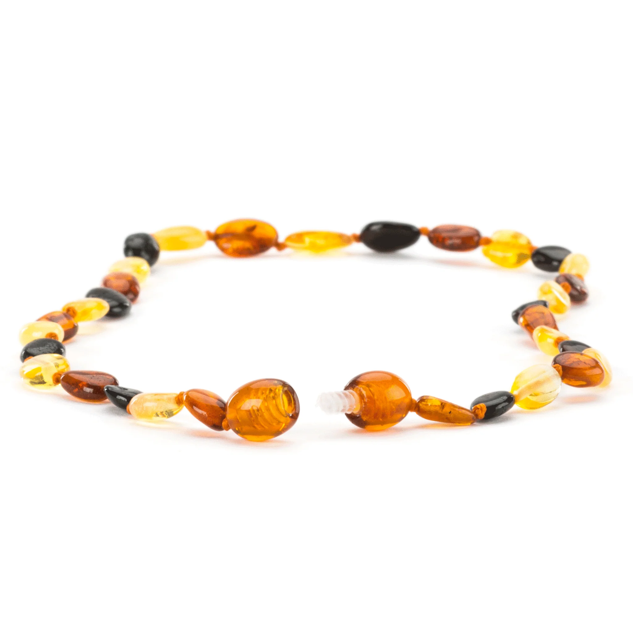 Baltic Amber Necklace - Multicolor Beans - Children's