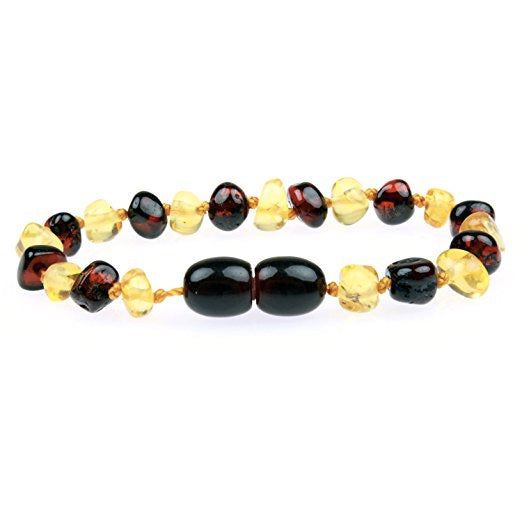 Baltic Amber Bracelet or Anklet - Polished Honey + Cherry - Children's