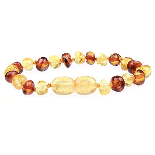 Baltic Amber Bracelet or Anklet - Polished Cognac + Honey - Children's