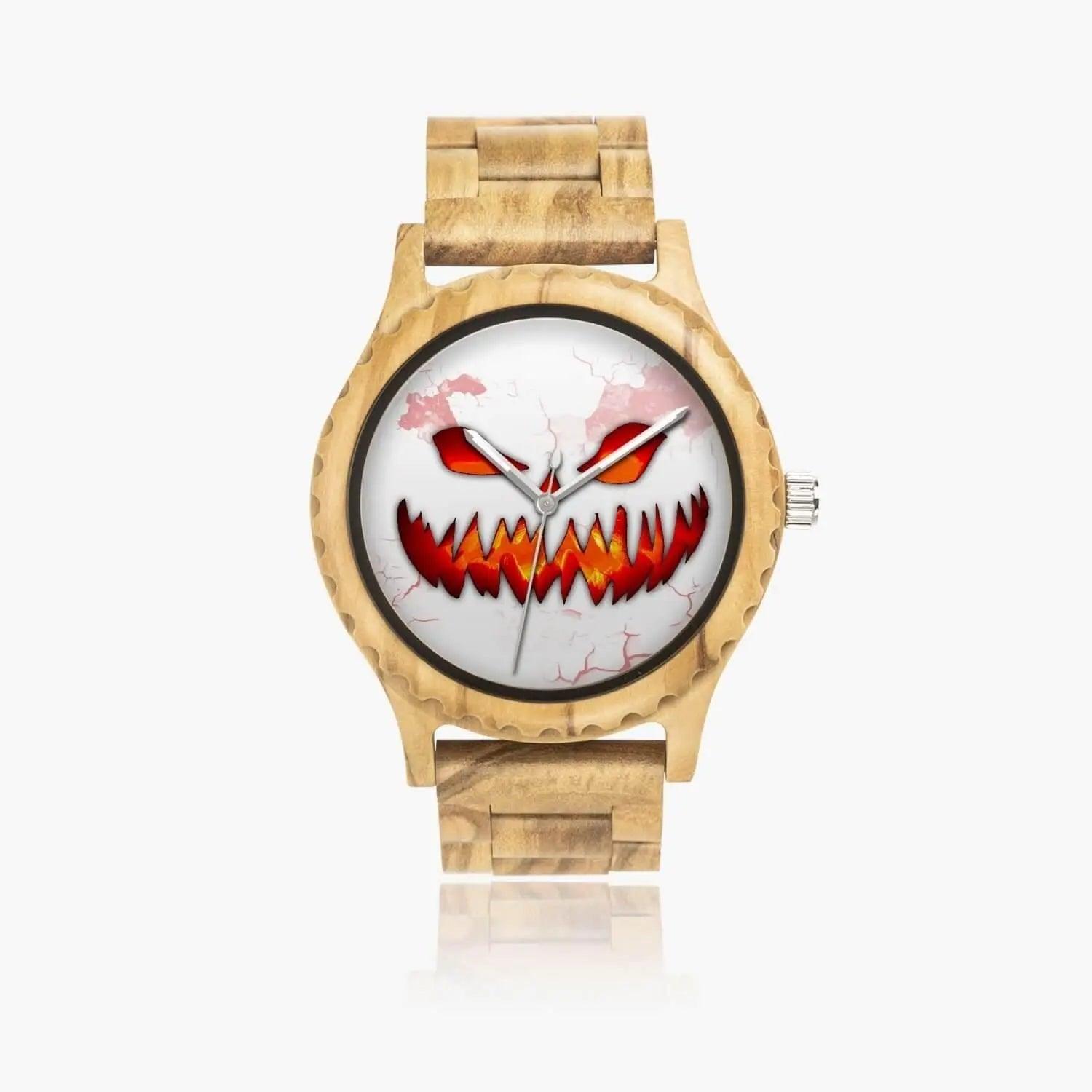 Halloween Horror Face Natural Wooden Watch