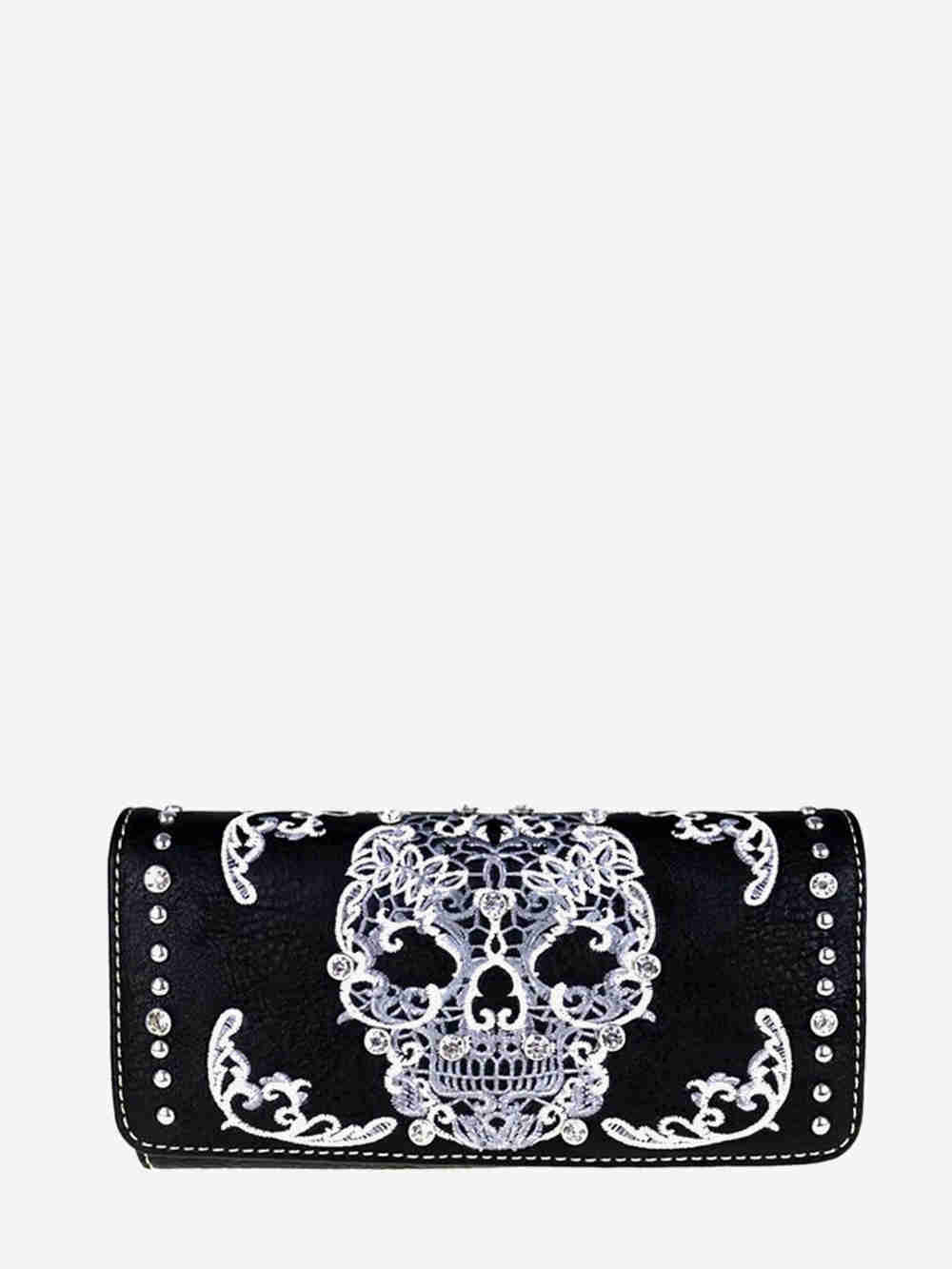 Montana West Embroidered Sugar Skull Wallet