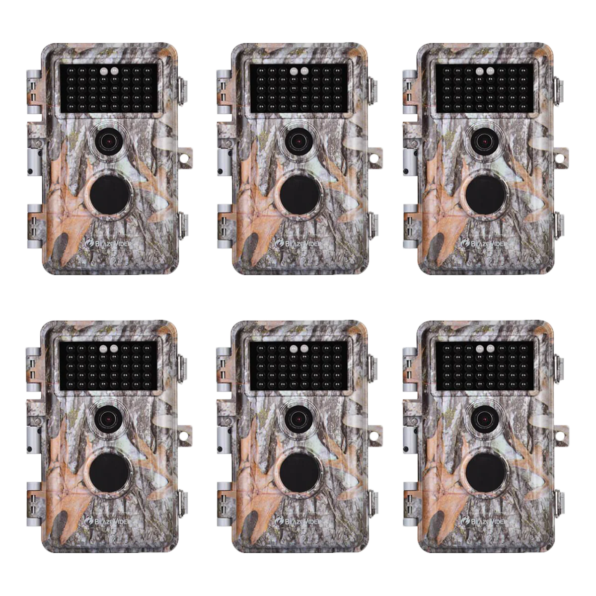 6-Pack Game & Trail Wildlife Cams for Observation & Home Security 32MP 1296P Video Night Vision No Flash Motion Activated Waterproof | A252