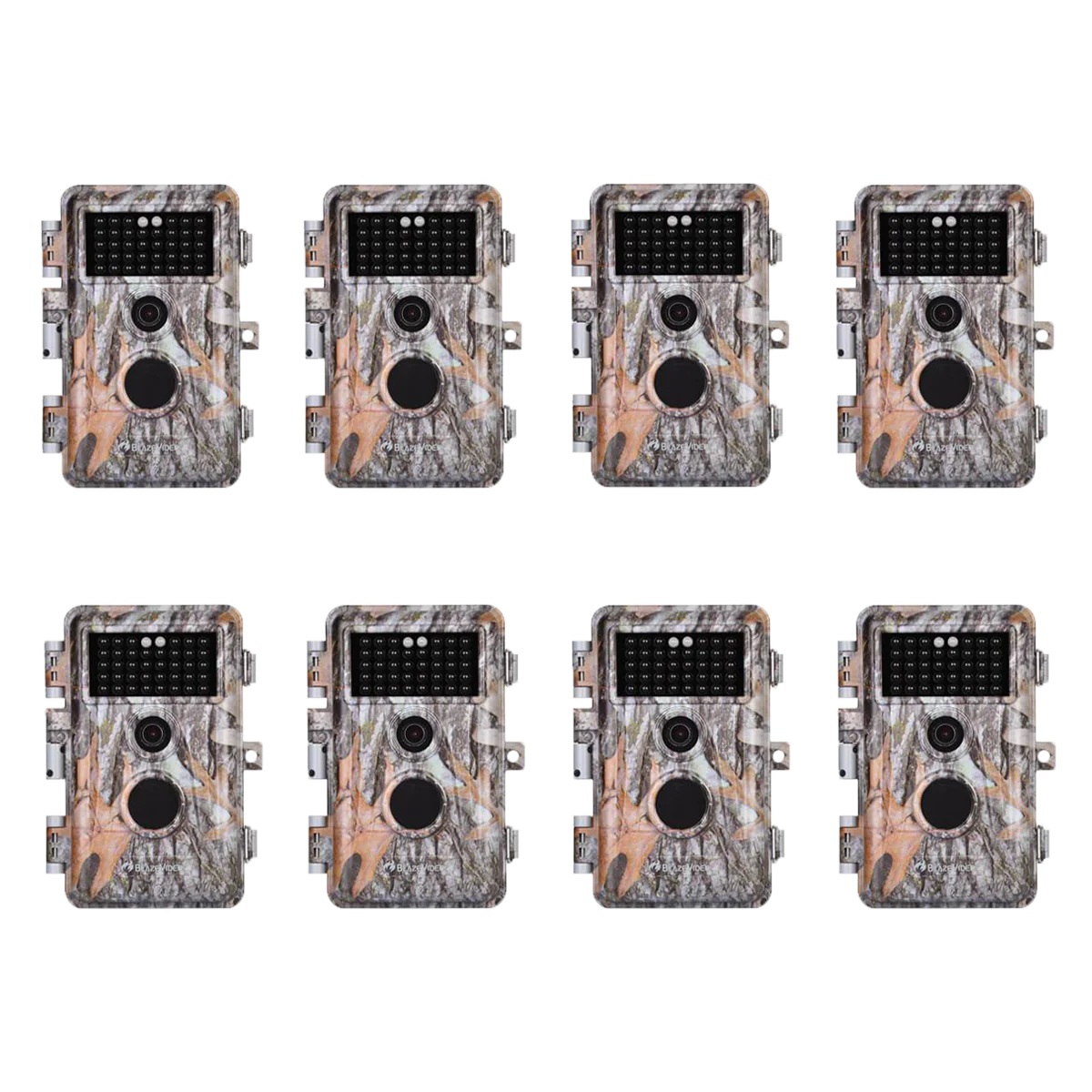 8-Pack Stealthy Camouflage Wildlife Trail Cameras 32MP 2304x1296P Video Night Vision No Flash Infrared Motion Activated Waterproof Photo & Video Model