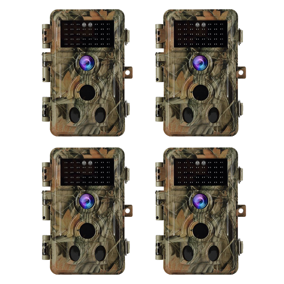 4-Pack Game Trail Deer Cameras Stealthy Camouflage 32MP 1296P Waterproof Motion Activated for Outdoor Wildlife Tracking and Home Security No Glow | A262