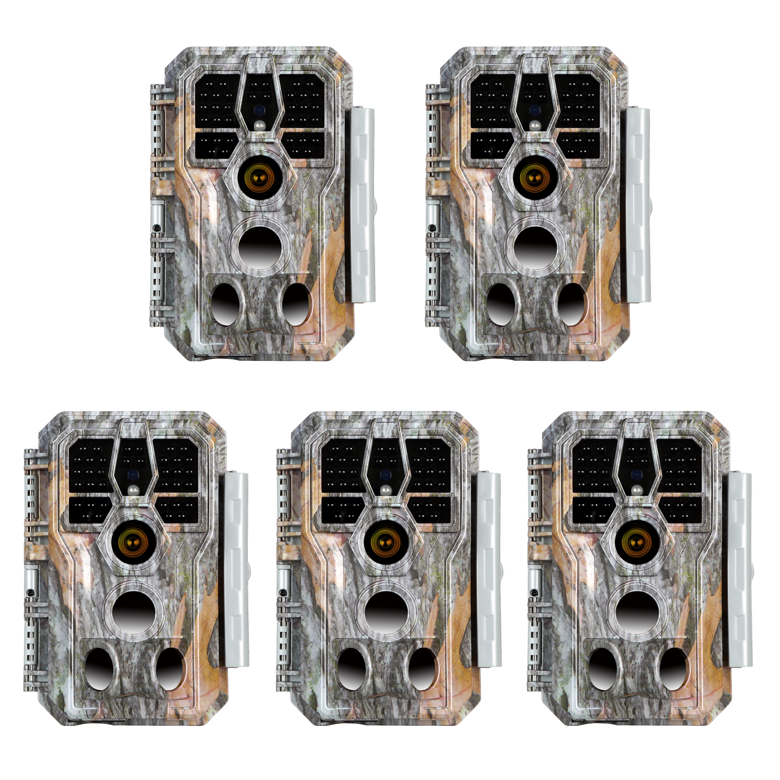 5-Pack A280 Trail Game Deer Cameras 24MP Photo 2304x1296P Full HD Video 100ft Night Vision No Glow 0.1S Trigger Motion Activated Waterproof