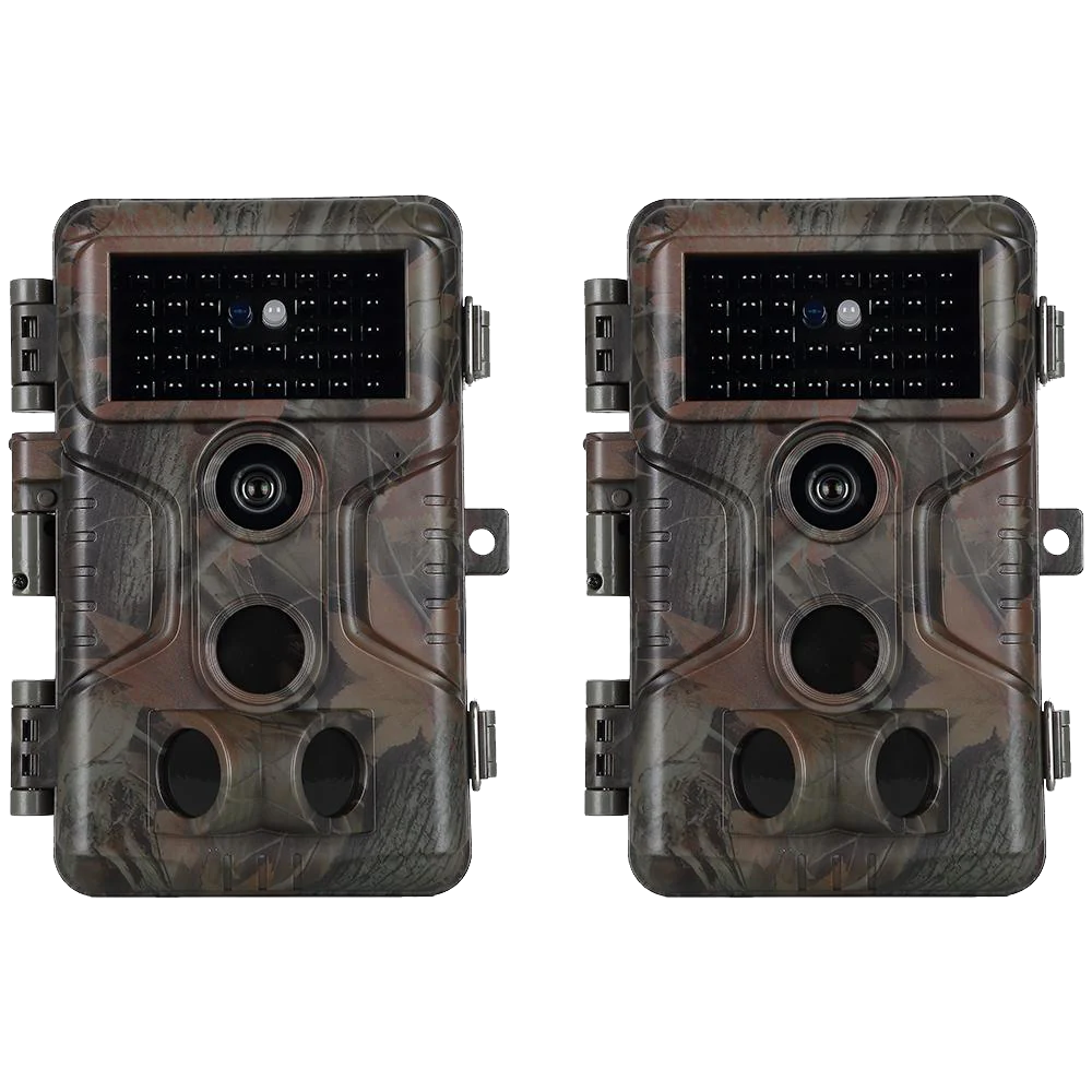 2-Pack Game Trail Deer Cameras Wildlife Cams 32MP 1296P MP4 Video 100ft Night Vision Motion Activated 0.1S Trigger Speed Waterproof No Glow A323