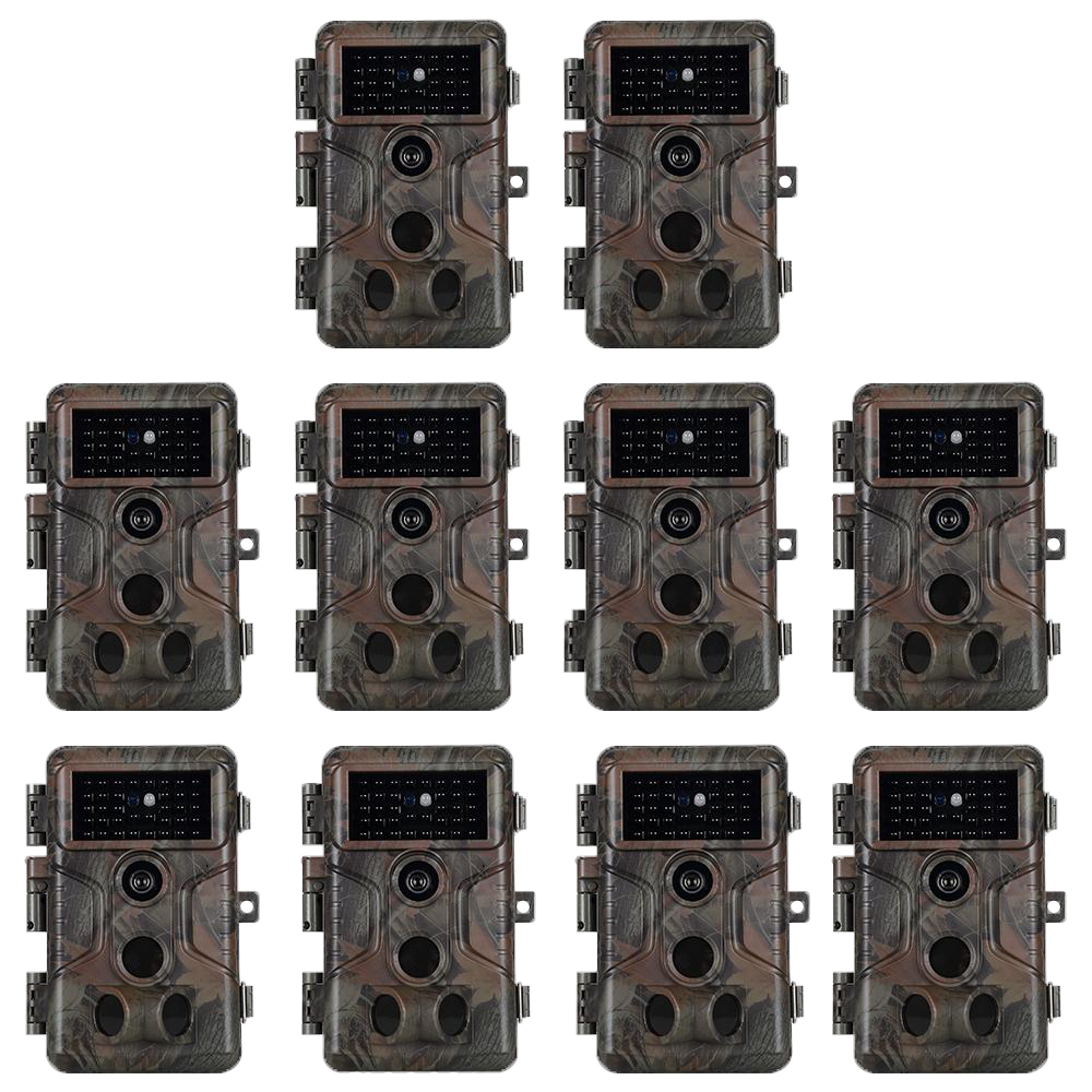 10-Pack Game Trail Deer Wildlife Cameras 24MP MP4 1296P Video 100ft Night Vision Motion Activated 0.1S Trigger Speed Waterproof No Glow Time Lapse