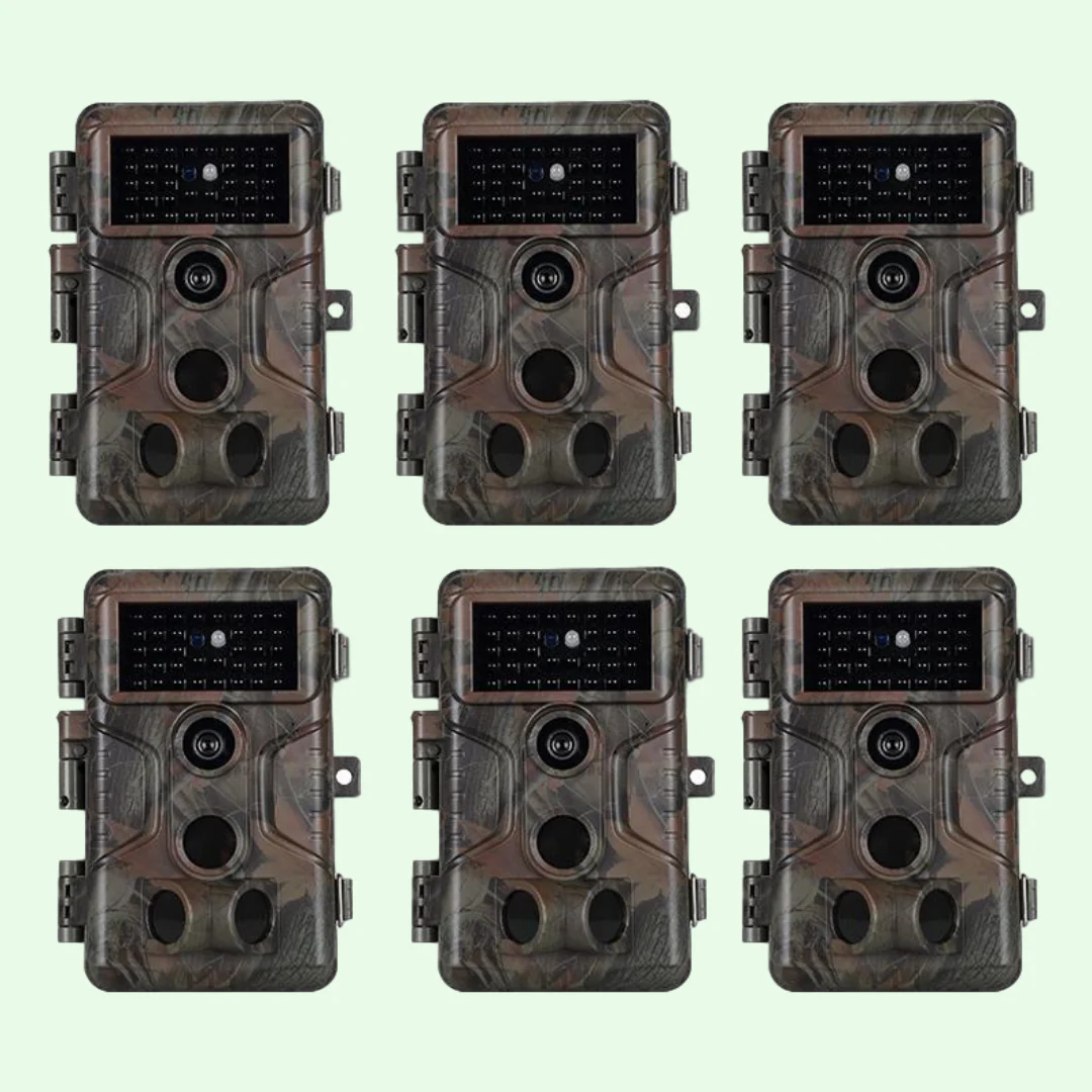 6-Pack Game Trail Deer Cameras for Observation 32MP 1296P Video with 100ft Night Vision Motion Activated 0.1S Trigger Speed Waterproof No Glow | A323