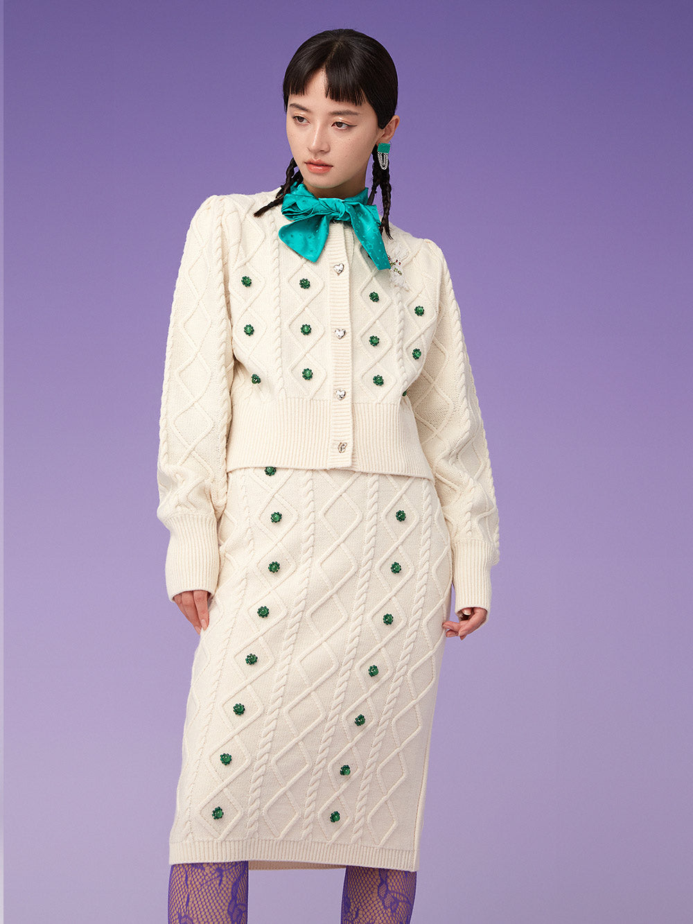 MUKZIN Beige Knit Long Dress