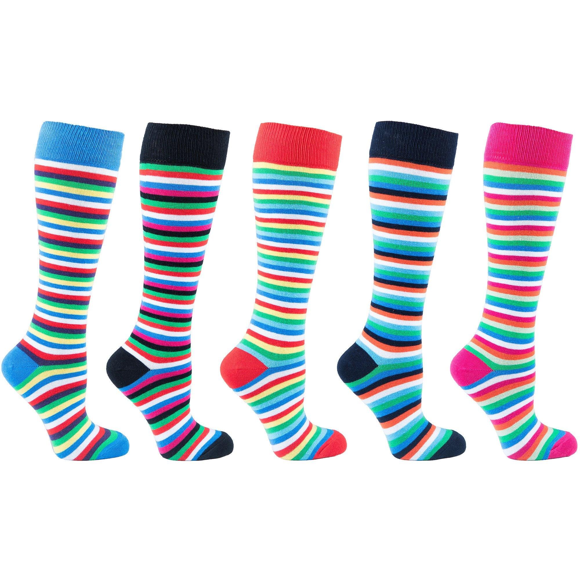 Colorful Stripe Knee High Socks Set (5 Pack)