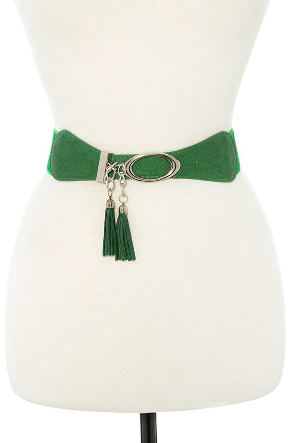 Faux leather tassel fashion stretch belt