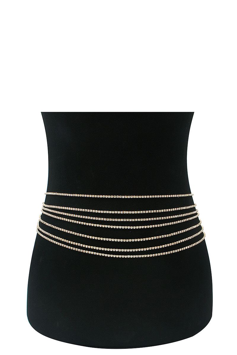 Multi row rhinestone sexy belt