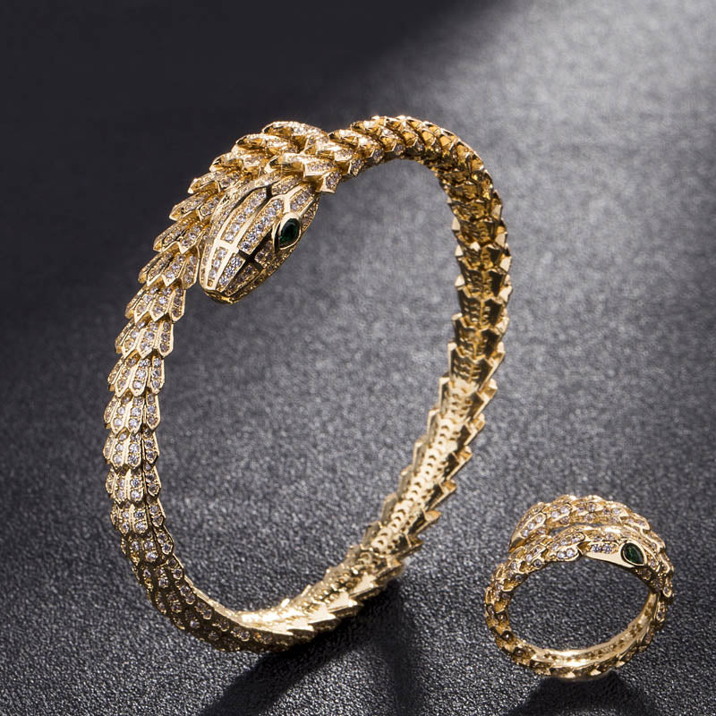 Bangle And Ring Adjustable Snake bracelet