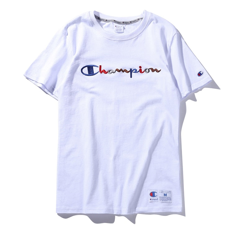 woman Casual short-sleeved Shirt crew neck Lovers Embroidery cotton Blouse