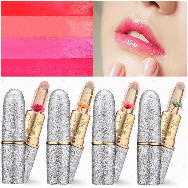 1pc Moisturizer lip balm  New Flower Temperature Change Jelly Lipstick