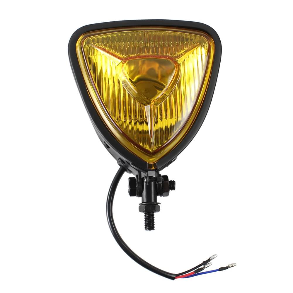 Motorcycle Triangle Headlight Headlamp Front Lights for Harley Bobber Chopper Cafe Racer Custom Motorbikes H4 12V Amber Clear