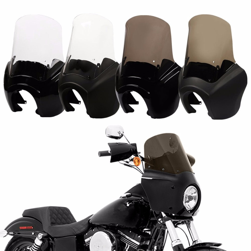 T-sport Front Headlight Fairing Windshield Harley Dyna Low Rider Super Wide Glide Fat Street Bob FXDL FXDXT W/Headlight Relocation Block