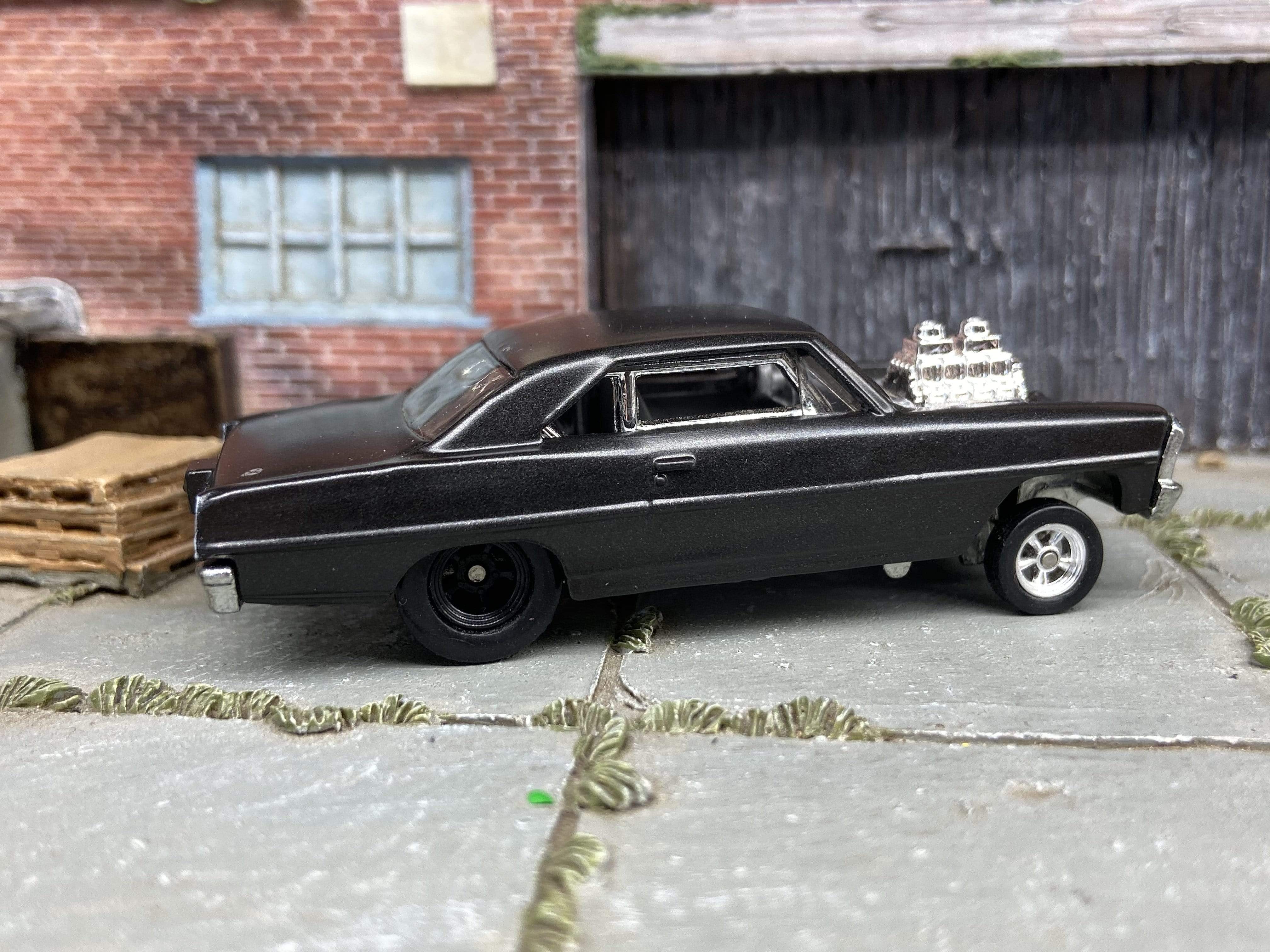 Custom Hot Wheels 1966 Chevy Super Nova Drag Car Gasser Custom Painted Satin Black Ex-Black Hole"