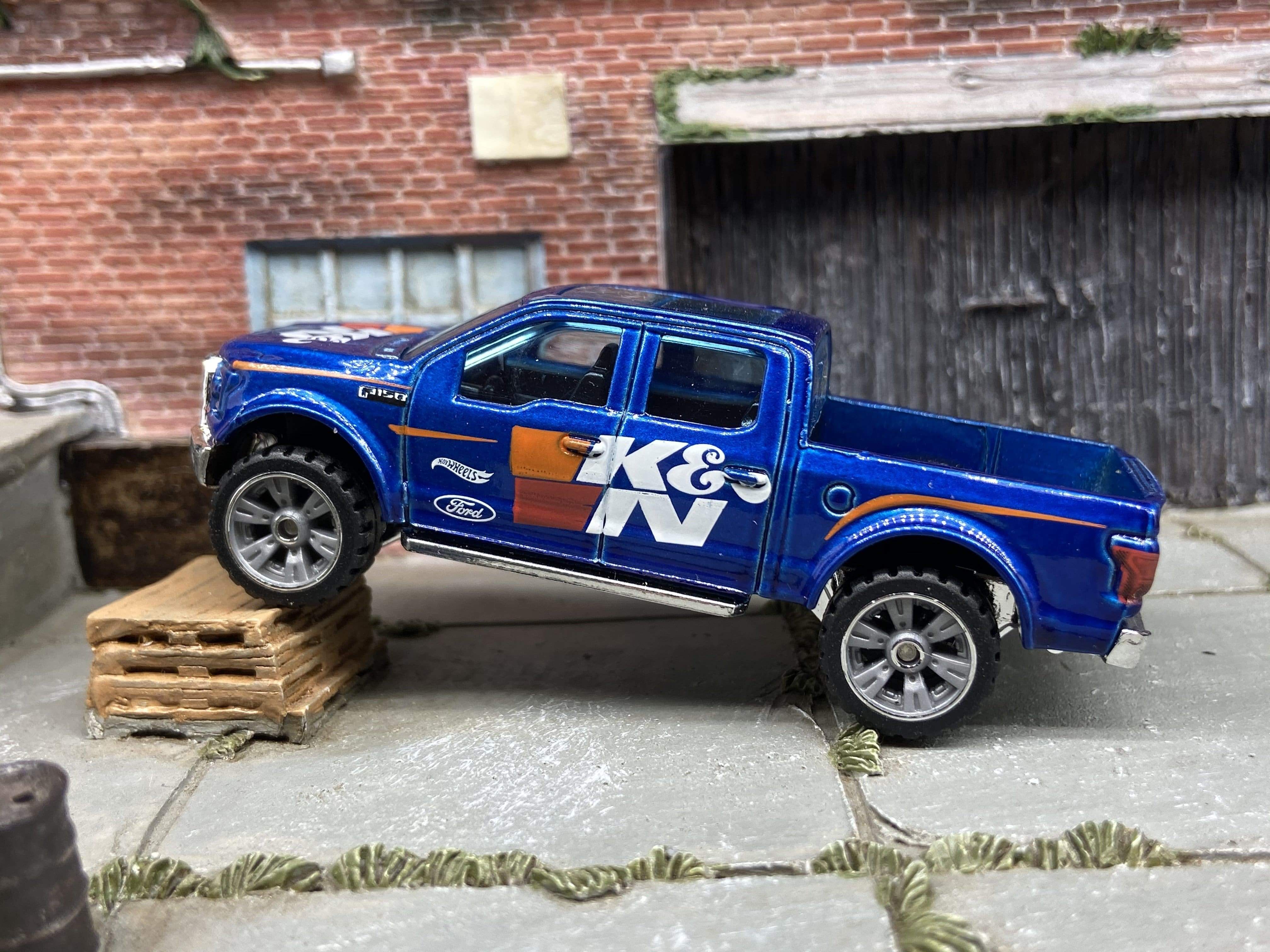 Custom Hot Wheels 2015 Ford F150 4X4 Truck In Blue K&N Filters With Mag Wheels With Rubber Tires