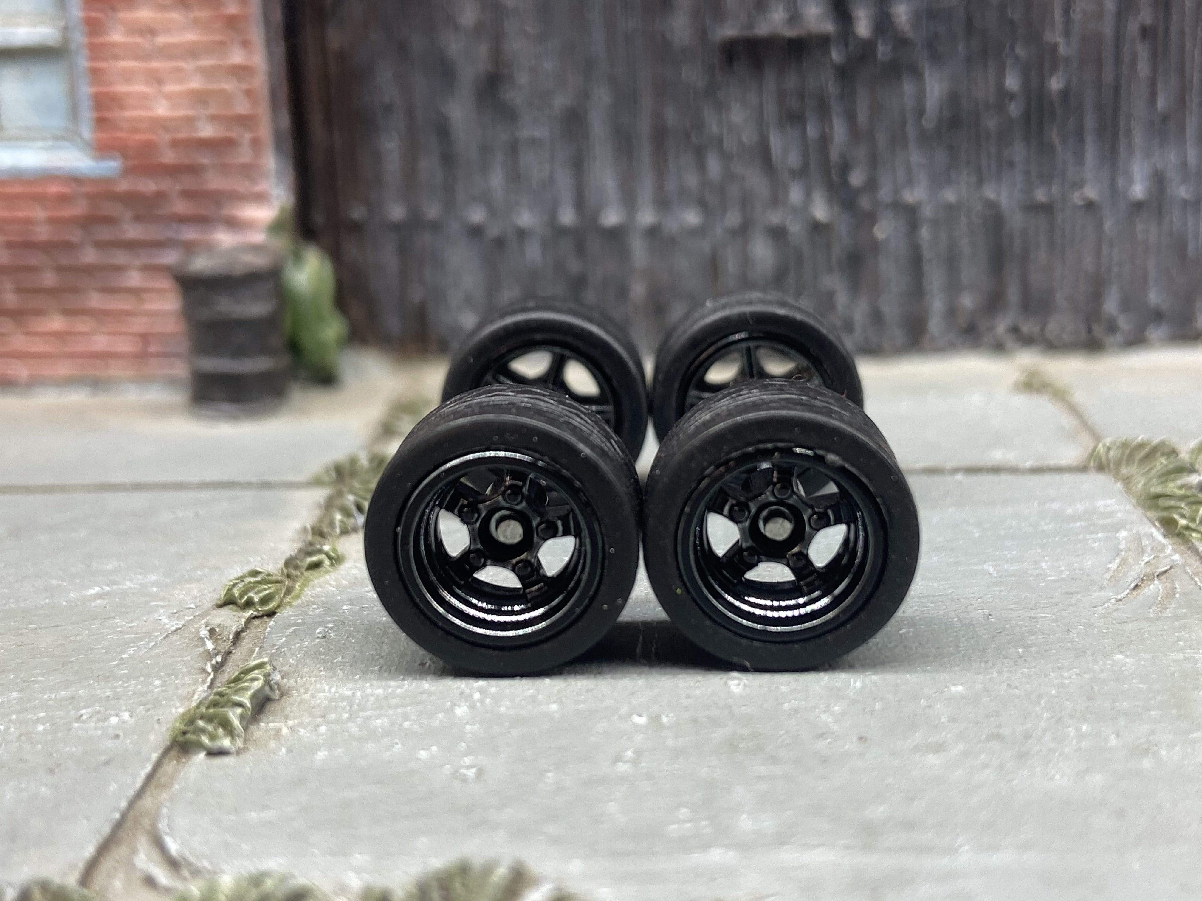 Custom Hot Wheels - Matchbox Rubber Tires & Wheels Rubber Tires And Black 5 Spoke Deep Dish Wheels 12mm - 12mm