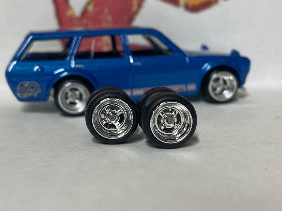 DIY Hot Wheels - Matchbox Rubber Tires & Wheels: Rubber Tires And Chrome JDM 4 Spoke Wheels 10mm 10mm