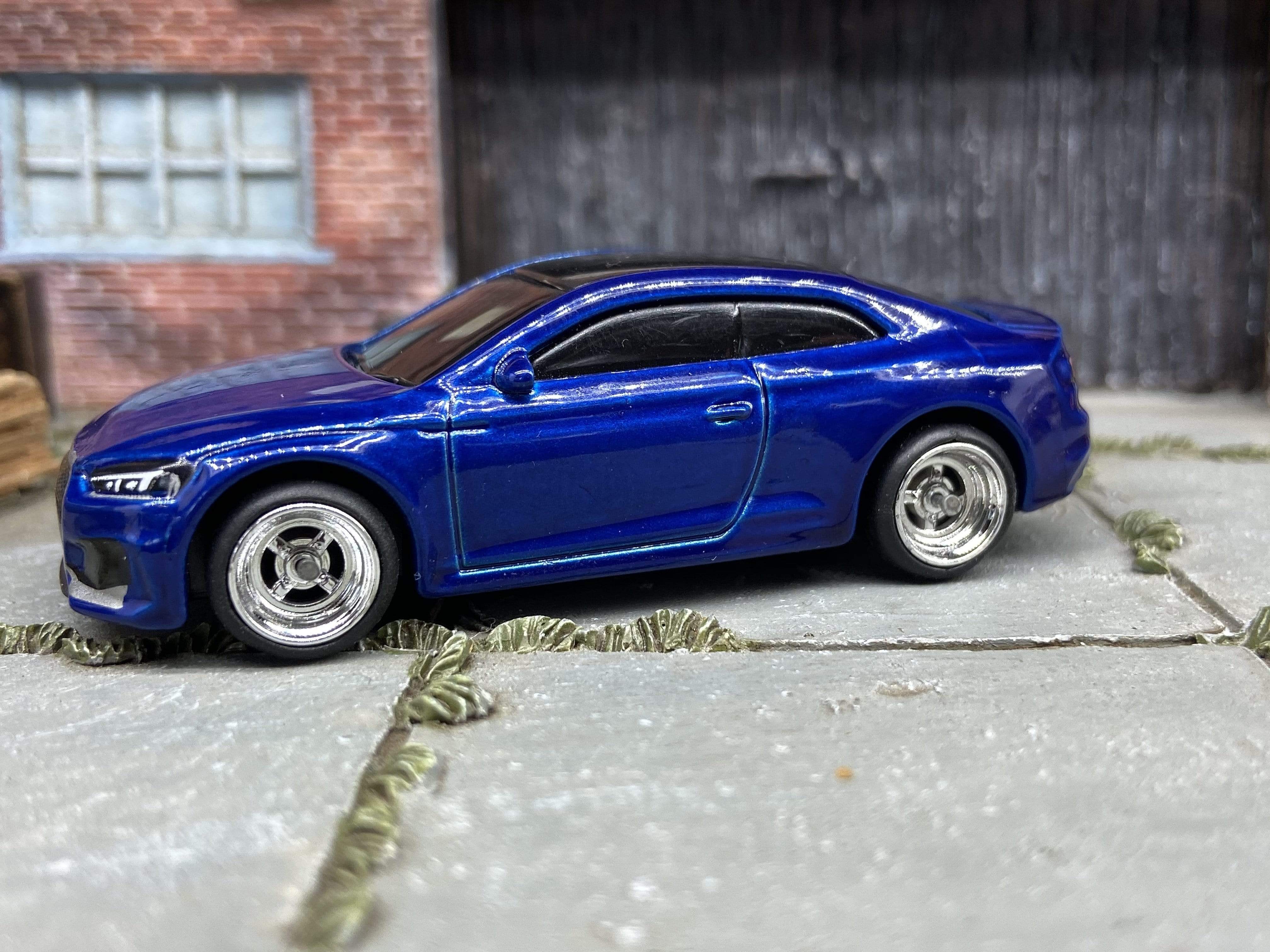 Custom Hot Wheels Audi RS 5 Coupe In Blue With 4 Spoke Mag Wheels With Rubber Tires