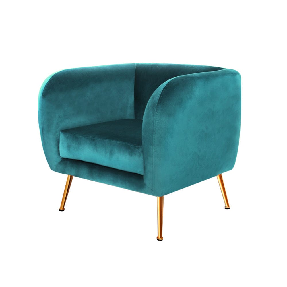 Lois Velvet Upholstered Armchair - Green