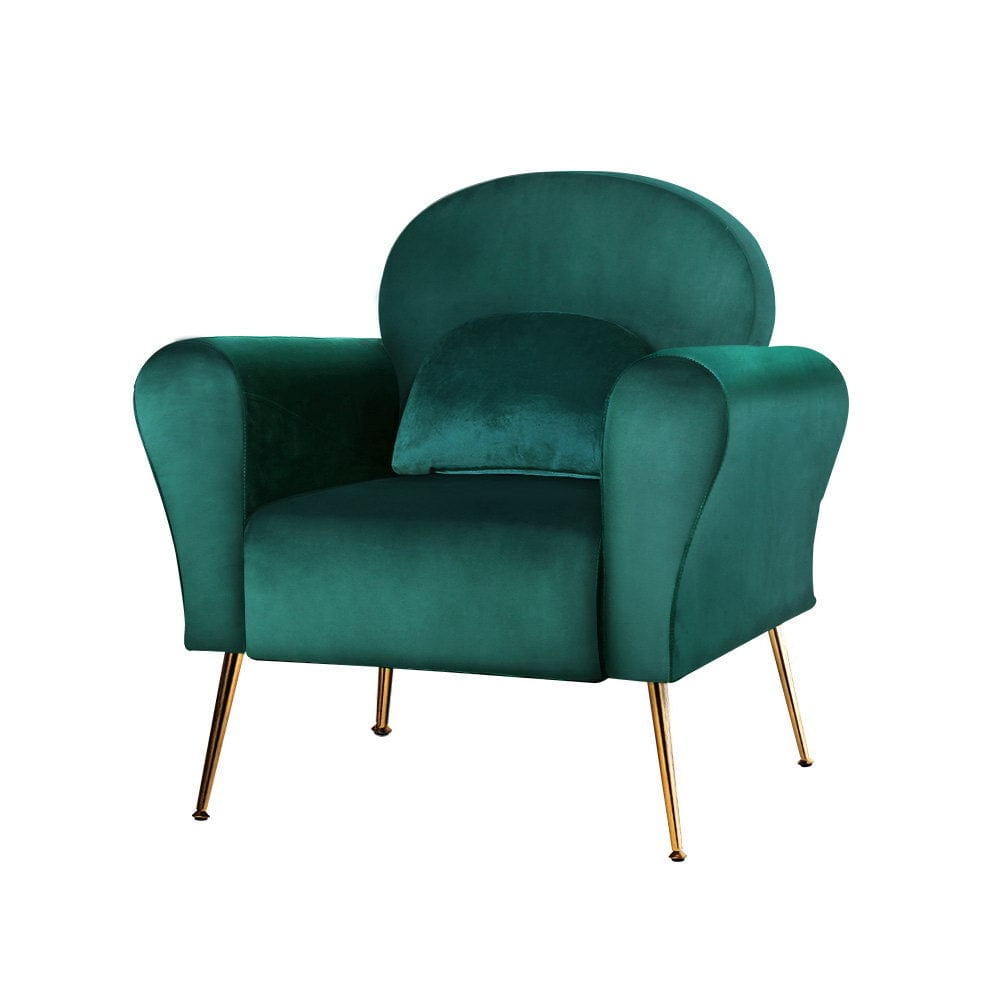 Caroline Velvet Armchair Lounge Chair - Green