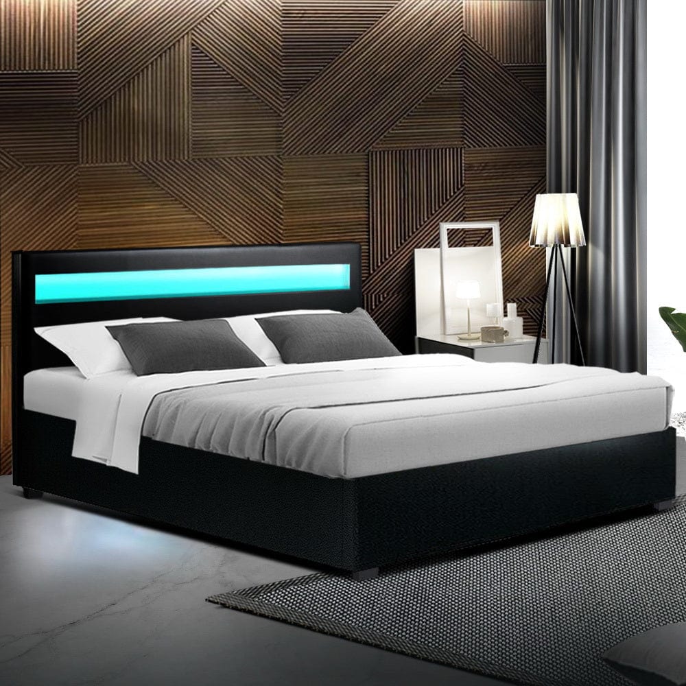 The Black Queen LED Bed Frame (Queen Bed)