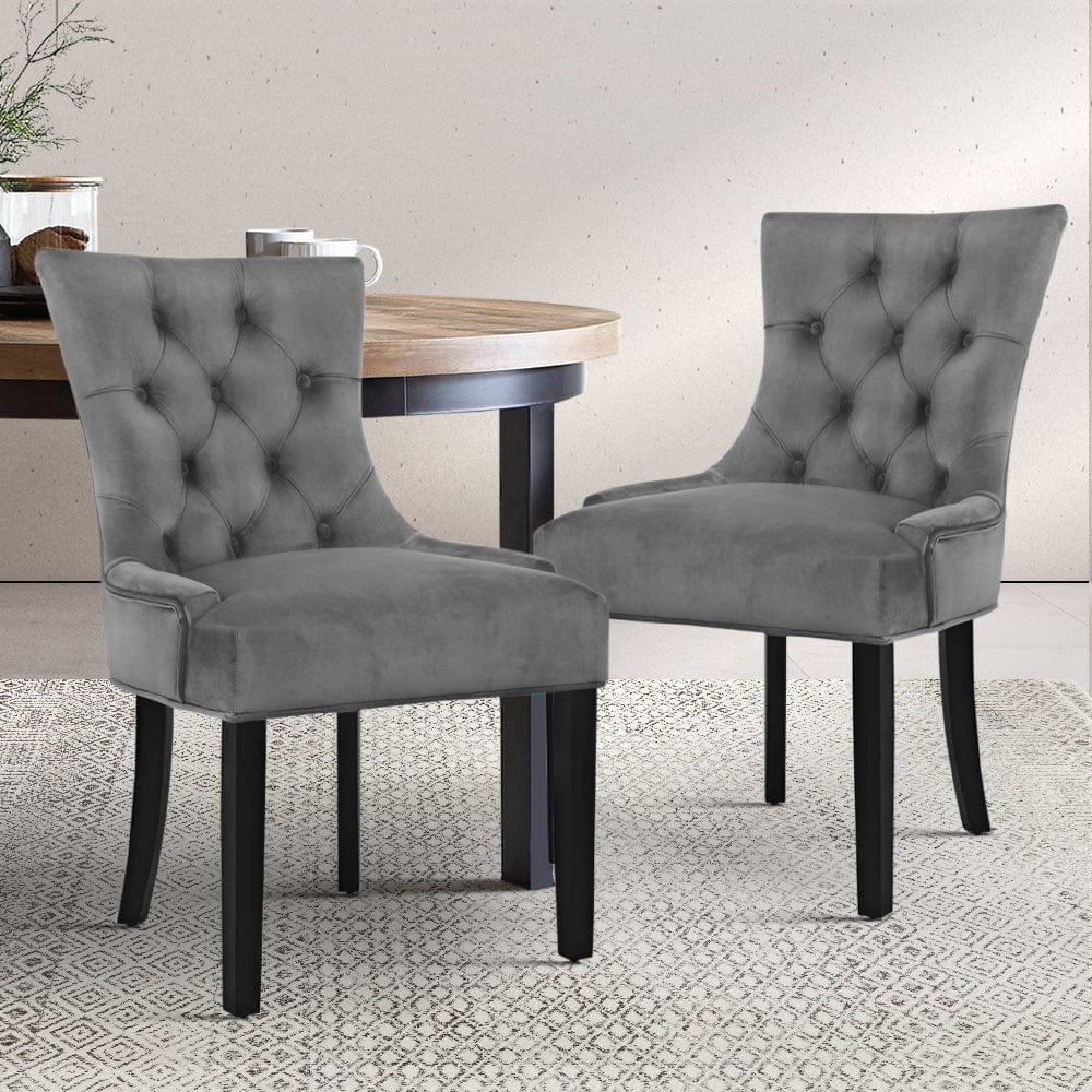 French Provincial Chairs - Grey Set of Two